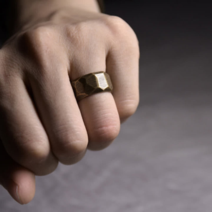 Bague de richesse en cuivre au design simple et tibétain avec Buddha Stones - image 18