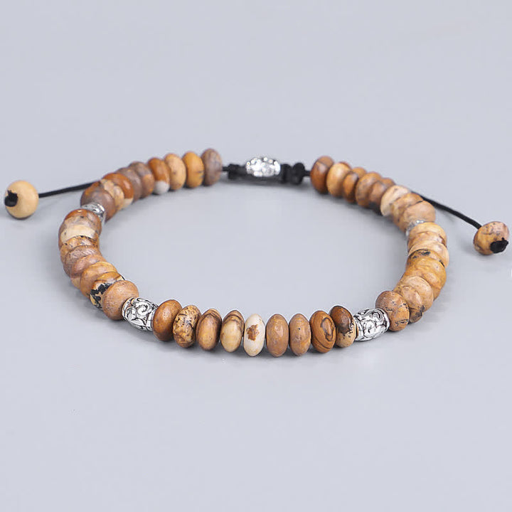 Bracelet en fil de perles positives en jaspe photo