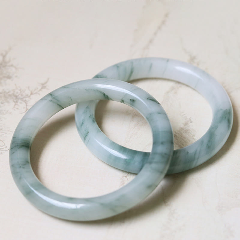 Bracelet jonc en jade naturel Buddha Stones pour la chance et la prospérité