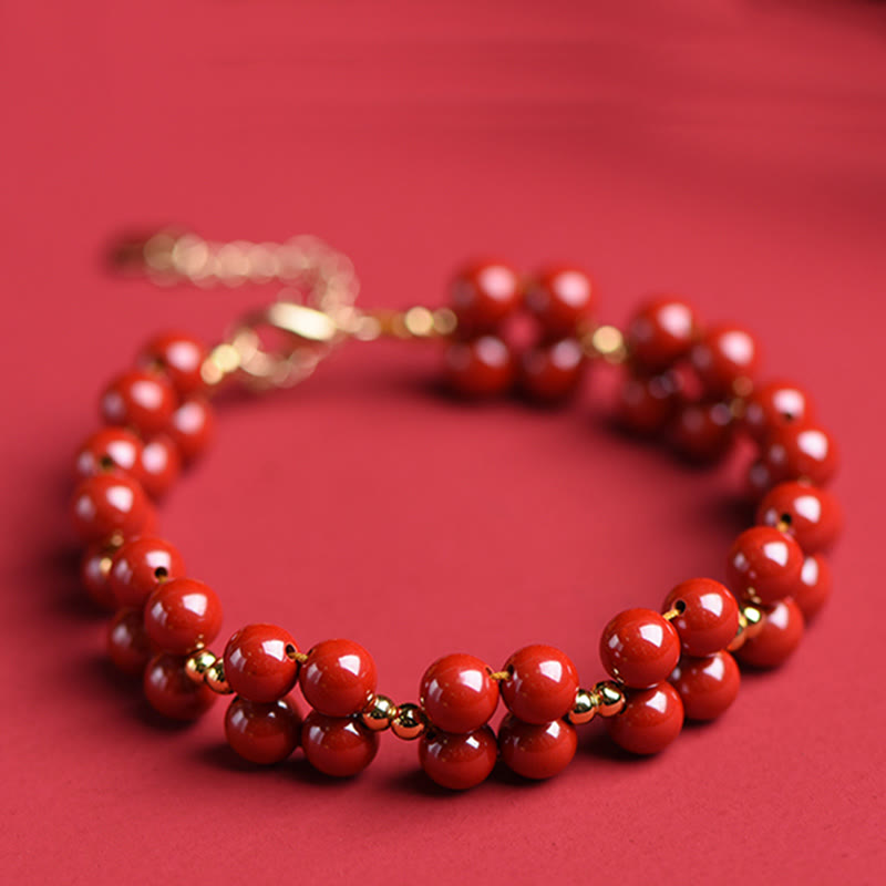 Bracelet de bénédiction en perles de cinabre naturelles de Buddha Stones