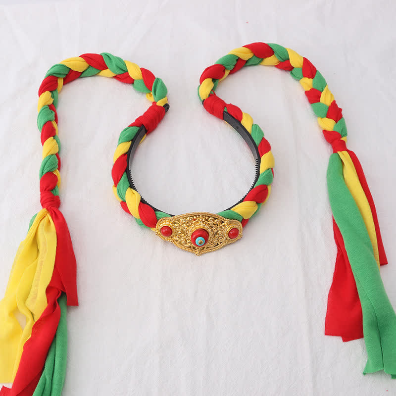 Accessoires pour cheveux en perles à pompon colorées tibétaines - Vert - Prismatique - image 18