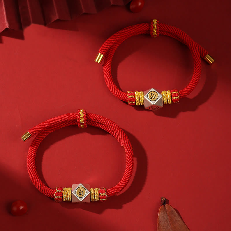 Bracelet pour enfants fabriqué à la main en argent sterling 999 avec Buddha Stones et signe du zodiaque chinois
