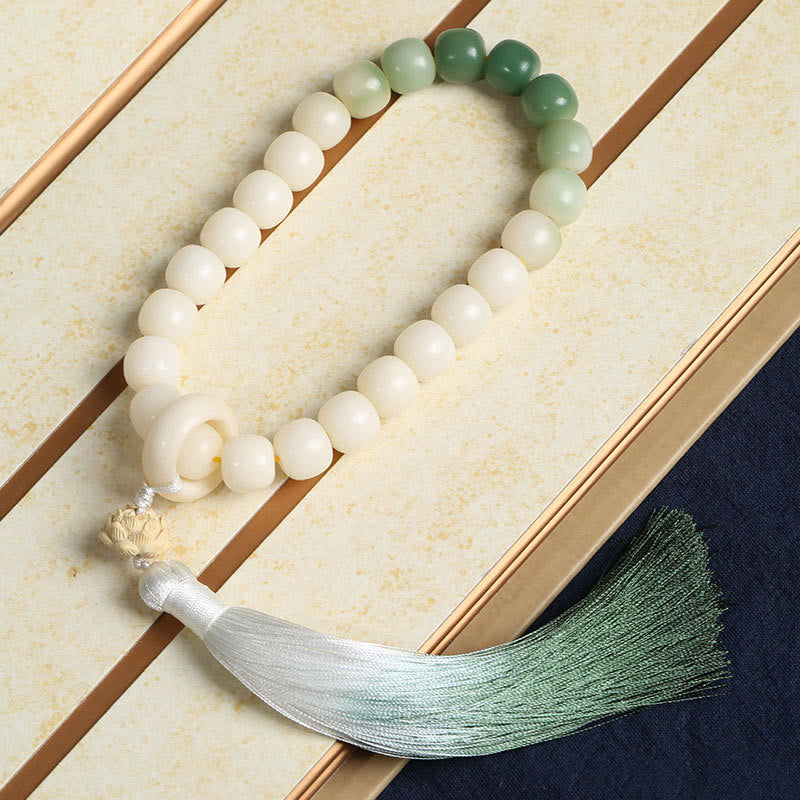 Buddha Stones Dégradé Naturel Graine de Bodhi Fortune Sac d'Argent Sagesse de Lotus Gland Poignet Mala