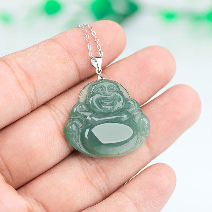 Buddha Stones en argent sterling 925 et jade Bouddha rieur - image 3
