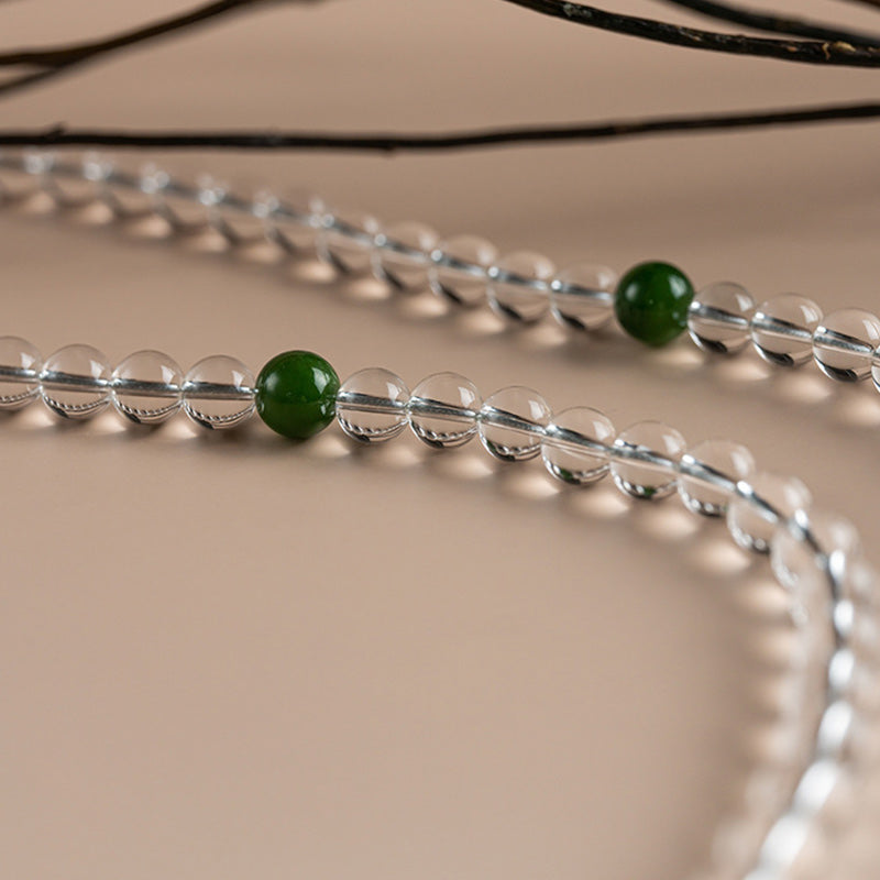Bracelet de méditation Mala en jade blanc et cristal de 108 perles Buddha Stones