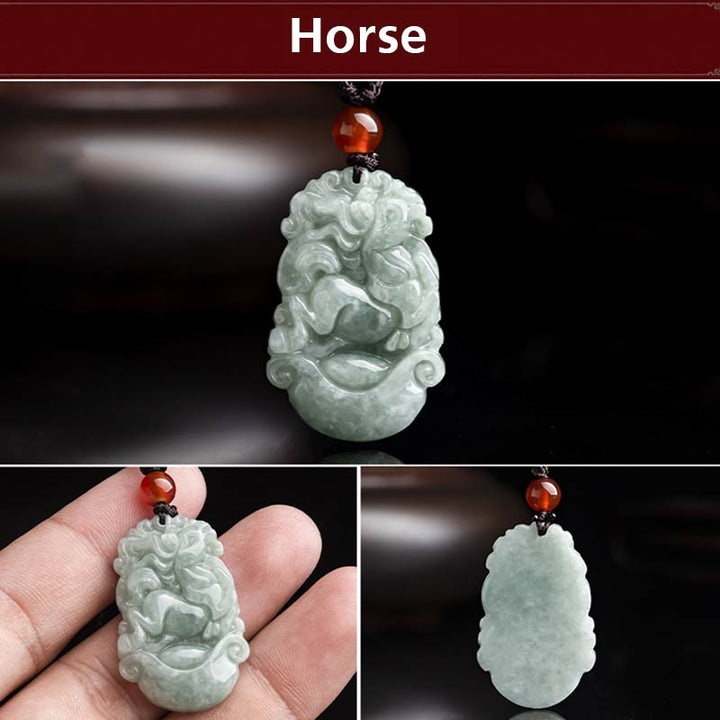 Collier avec pendentif en jade naturel et Buddha Stones représentant les 12 signes du zodiaque chinois - image 13