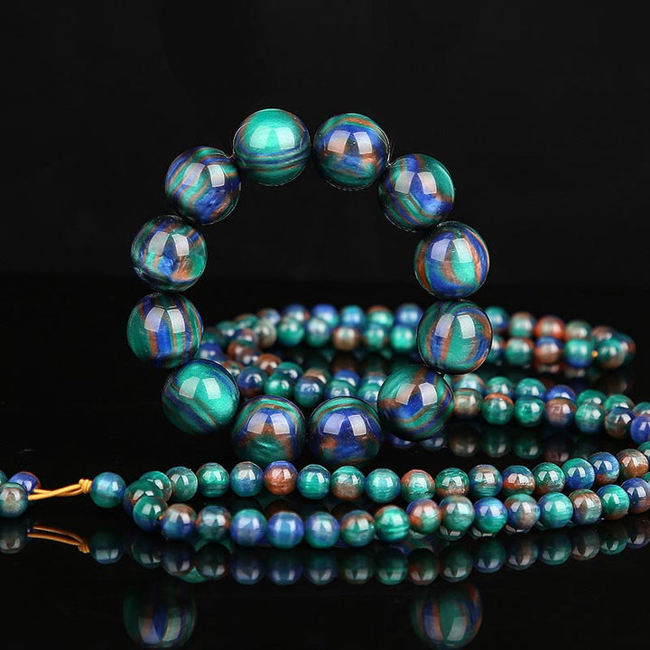 Bracelet et bague Mala positifs en Buddha Stones en saule de mer coloré