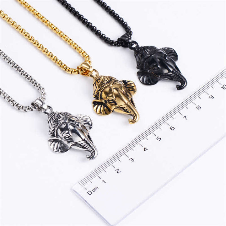 Collier pendentif de protection en acier titane éléphant Ganesh Ganpati - image 8