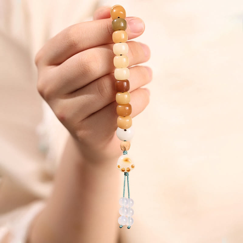 Buddha Stones Graine de Bodhi Naturelle Le Seigneur de la Forêt des Cadavres Bracelet de Sagesse Om Mani Padme Hum