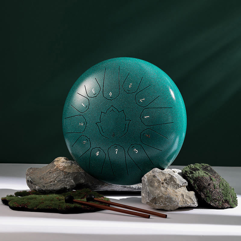 Kit de batterie de yoga à 13 notes de 12 pouces avec motif de lotus et Buddha Stones