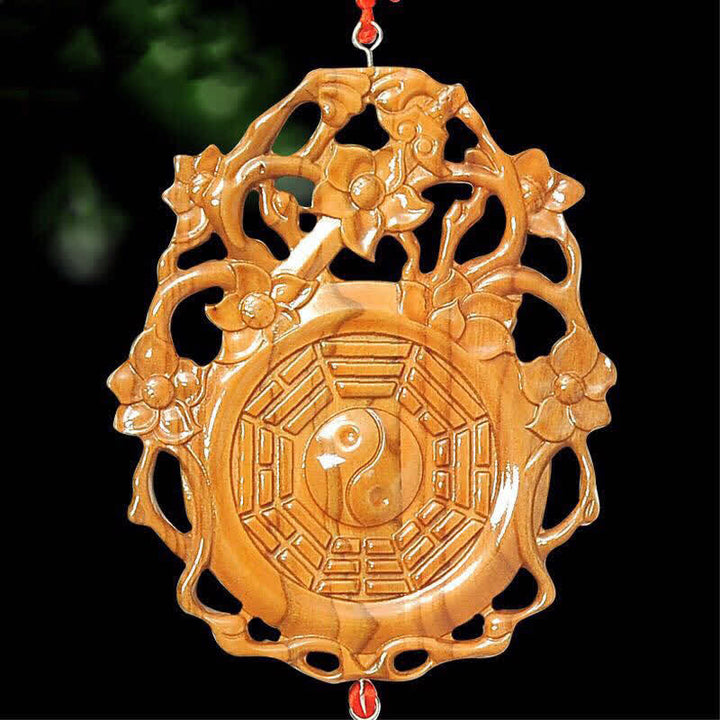 Carte Feng Shui Bagua Bois de pêcher Nœud chinois Carte énergétique d'équilibre