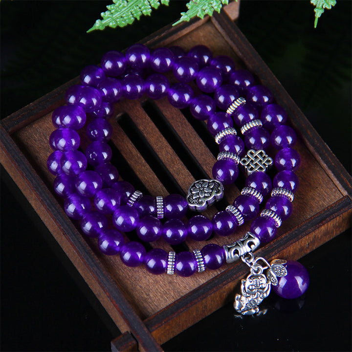 Buddha Stones Le bracelet de richesse Pixiu en améthyste