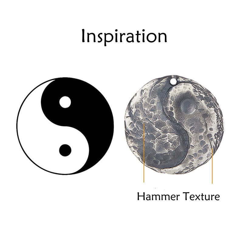Collier pendentif en argent sterling 990 avec Buddha Stones et texture marteau Yin Yang - image 12