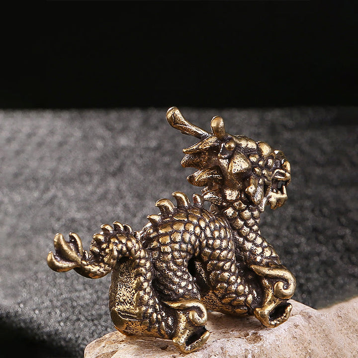 Buddha Stones Année du Dragon Petit Dragon en Laiton de Bon Augure Chance Succès Décoration de la Maison