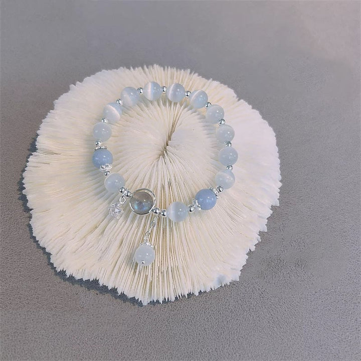 Bracelet de soutien à breloques en forme d'étoile, de papillon et de pierre de lune avec œil de chat et Buddha Stones