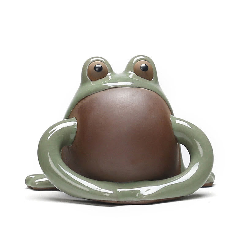 Figurine de grenouille porte-bonheur en céramique pour animal de compagnie, Buddha Stones FengShui, richesse, décoration