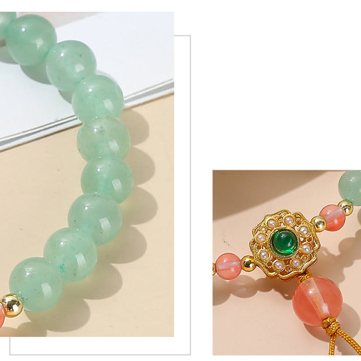 Buddha Stones Bracelet de perles de chance en Aventurine Verte