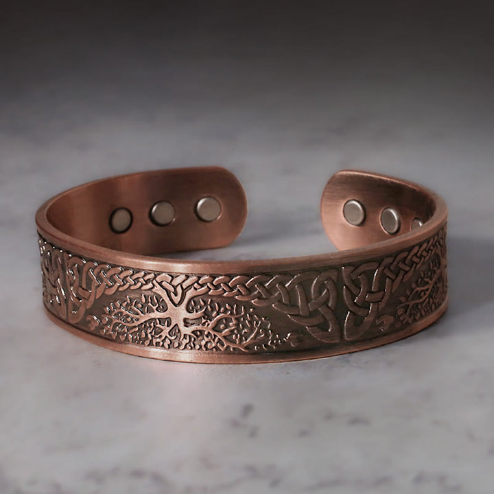 Bracelet manchette réglable magnétique avec Buddha Stones et arbre de vie porte-bonheur