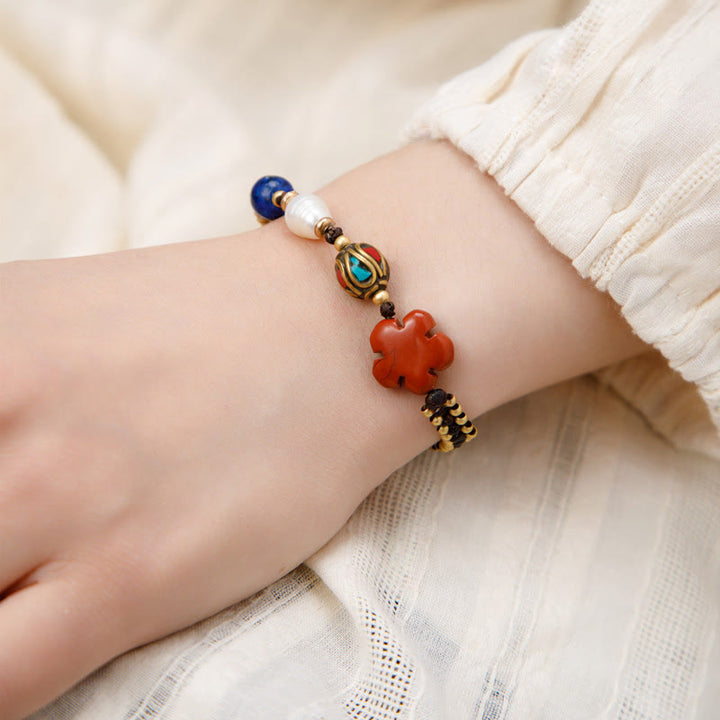 Bracelet de force de protection Om Mani Padme Hum en Buddha Stones tibétaines turquoise