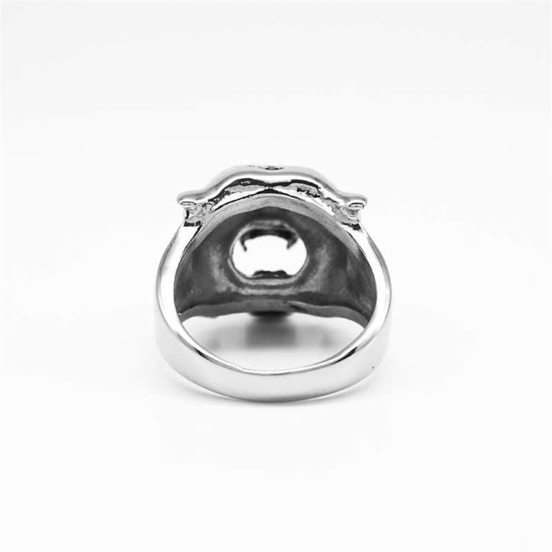 Bague de motard punk rock calme et équilibrée en acier titane avec tête de tigre pour homme