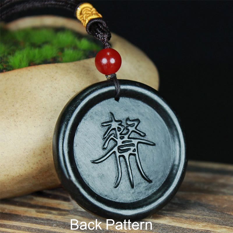 Collier pendentif harmonieux porte-bonheur Yin Yang en jade cyan naturel Hetian en Buddha Stones - image 2