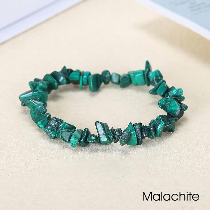 Bracelet apaisant et chaleureux en pierre de cristal de forme irrégulière naturelle - Malachite (Tour de poignet : 15-16 cm) - image 44