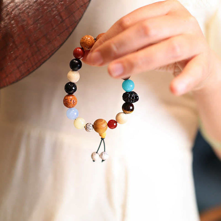 Bracelet Mala en Buddha Stones et graines d'agate Bodhi, sagesse et harmonie
