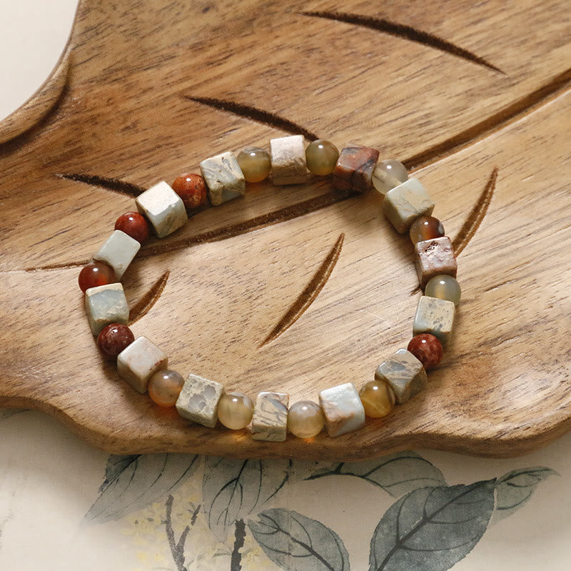 Bracelet de protection en agate et jaspe en Buddha Stones