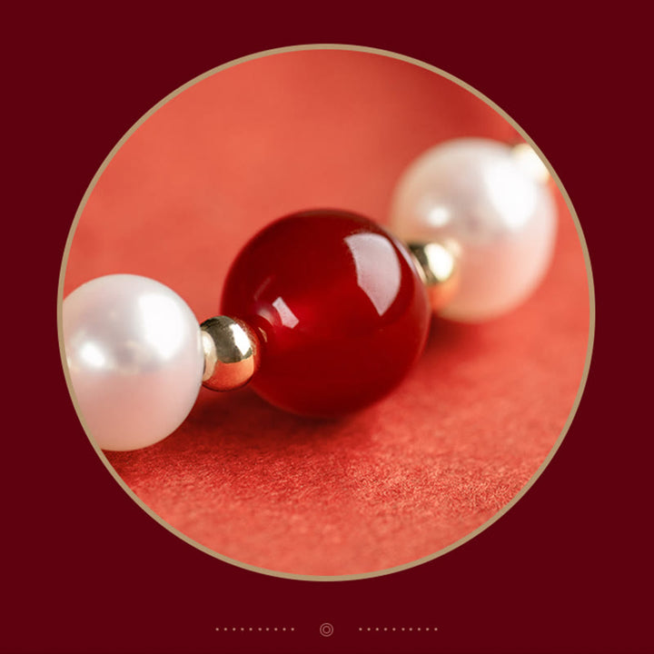 Bracelet tressé en fil rouge avec perles d'agate et personnage Fu en argent sterling 925 et Buddha Stones - image 5