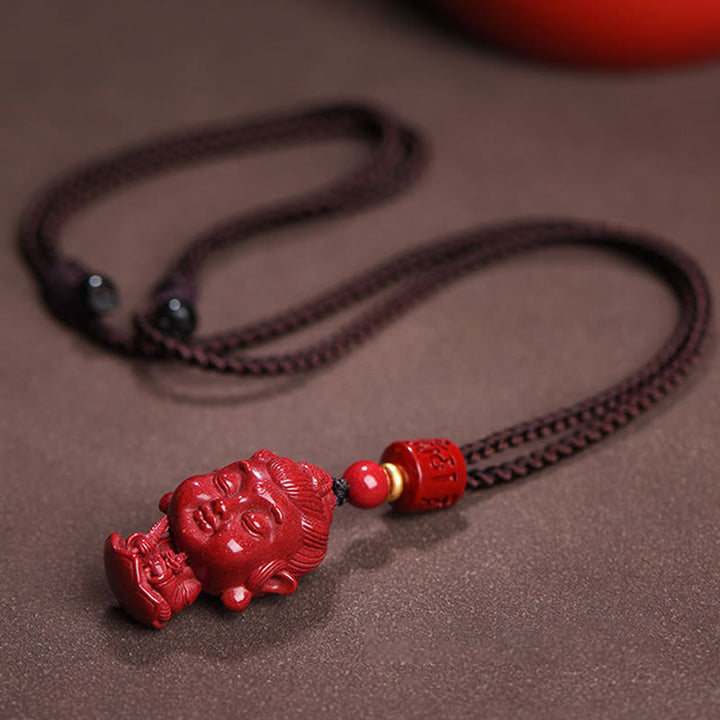 Buddha Stones Zodiaque chinois Bouddha natal Amulette en cinabre naturel Collier pendentif éloignant les mauvais esprits