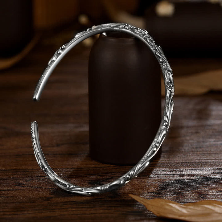 Bracelet de protection gravé à la main en argent sterling 925 Buddha Stones