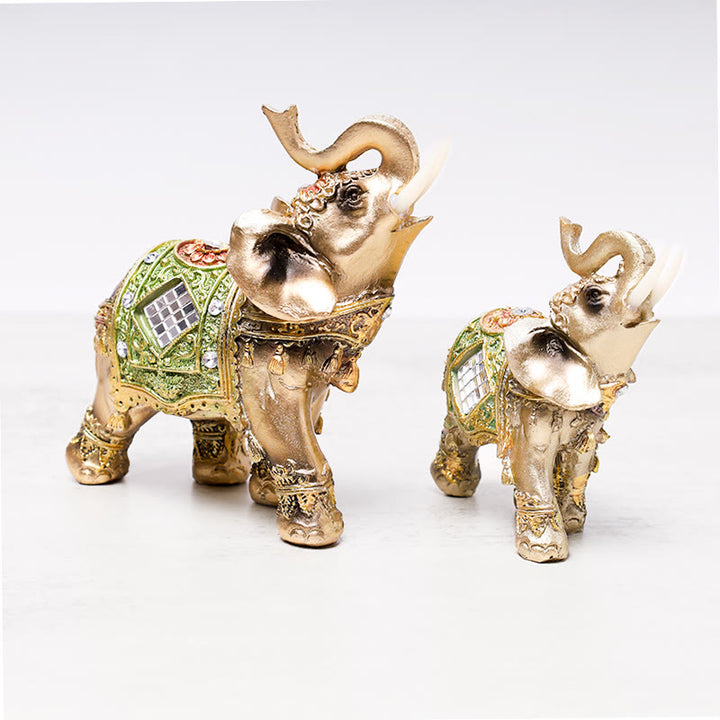 Statue d'éléphant vert Feng Shui porte-bonheur en Buddha Stones Sculpture Figurine de richesse Cadeau Décoration de la maison