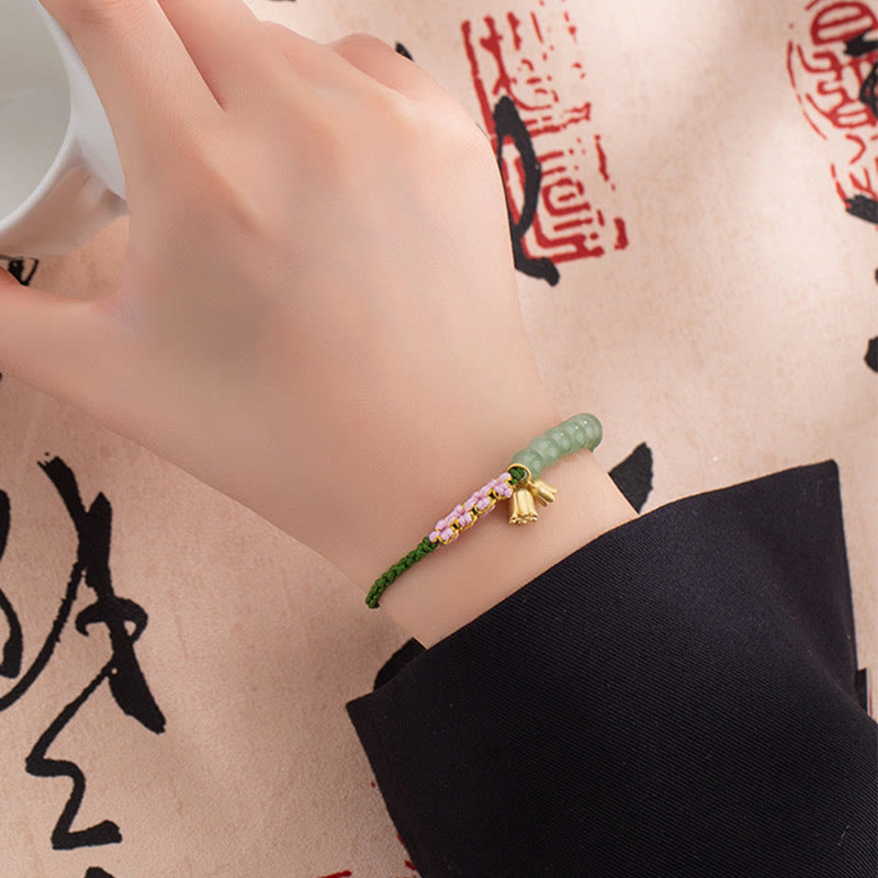 Bracelet tressé porte-bonheur en perles de jade faites à la main avec breloque Buddha Stones