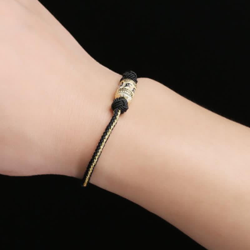 Bracelet en argent sterling 925 Buddha Stones et roue de prière Om Mani Padme Hum, chance et force, cordon rouge