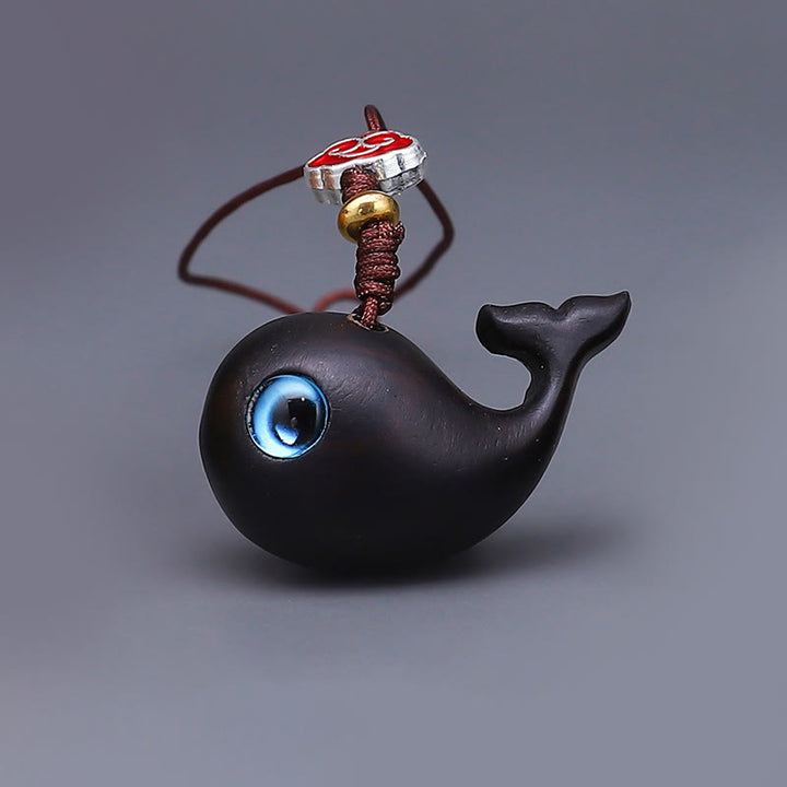 Buddha Stones Thuja Sutchuenensis Bois de santal vert Buis Mini Animal mignon Lapin Chat Cerf Baleine Prospérité Téléphone Décorations suspendues - Petite baleine en bois de santal rouge - image 11