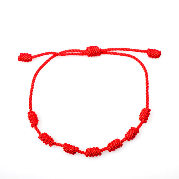 Bracelet de protection en corde rouge à sept nœuds contre le mauvais œil, 4 pièces, Buddha Stones