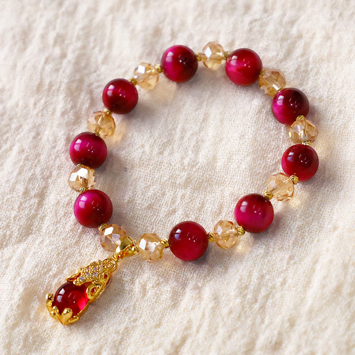 Bracelet de protection et de confiance en soi en œil de tigre rouge PiXiu Fox Buddha Stones - image 9