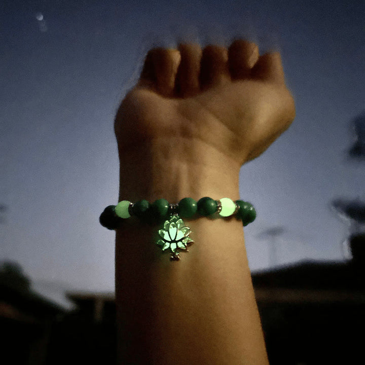 Bracelet de protection Lotus en perles lumineuses en turquoise tibétaine Buddha Stones