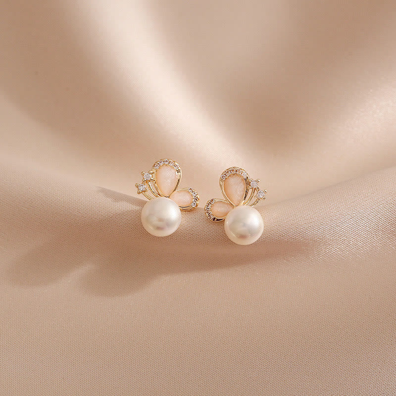 Boucles d'oreilles à tige en perles plaquées or 18 carats Buddha Stones, papillon, amour, liberté - image 2