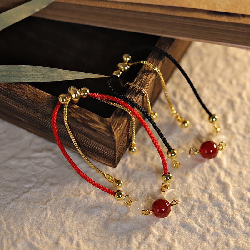 Bracelet de confiance tressé en agate rouge œil de chat avec Buddha Stones - image 2