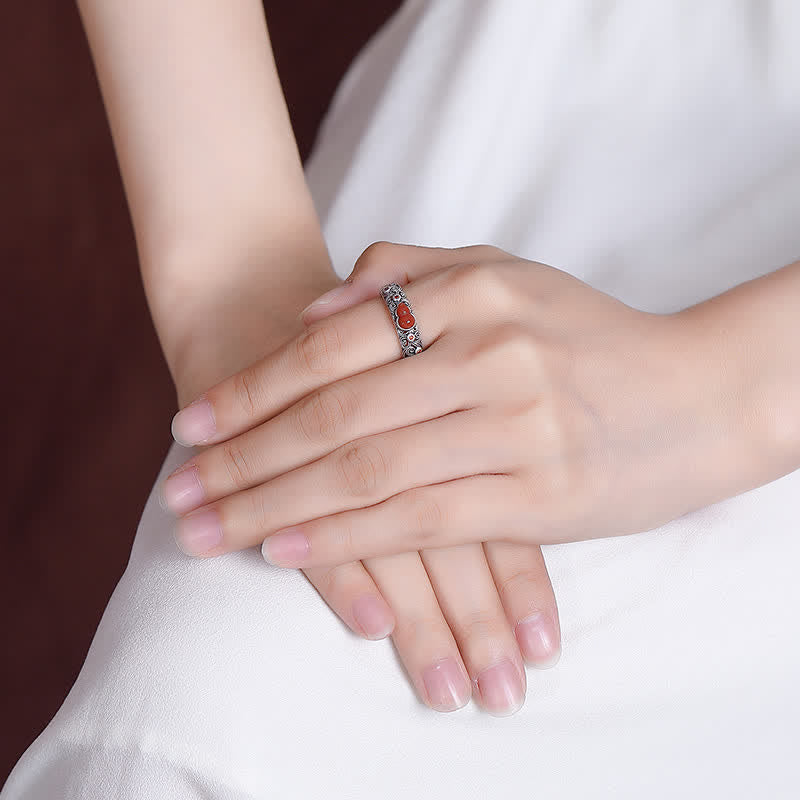 Bague de bénédiction en argent sterling 925 avec agate rouge et jade cyan - image 3