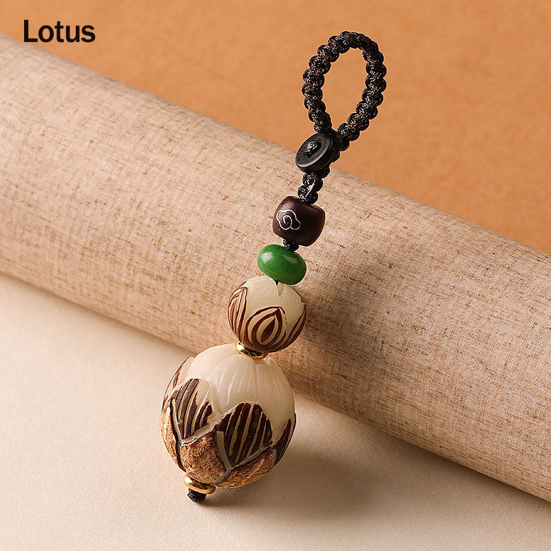 Porte-clés décoratif Buddha Stones et graines de Bodhi - Lotus - image 3