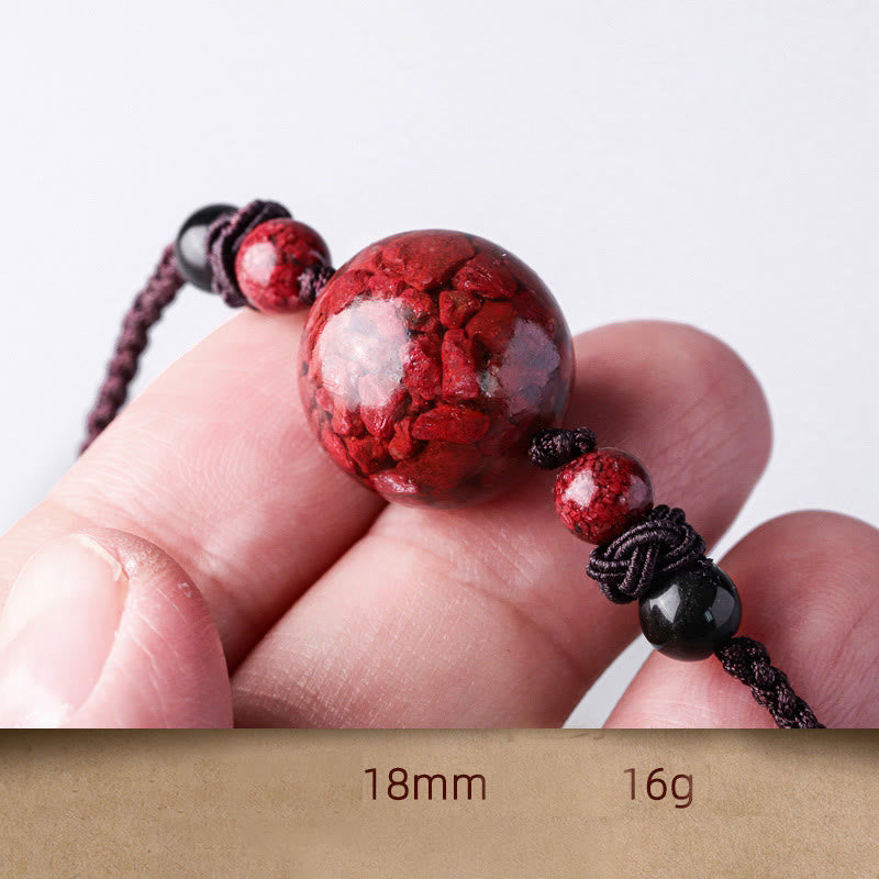 Collier pendentif de bénédiction en perles de pierres de cinabre naturelles de Buddha Stones