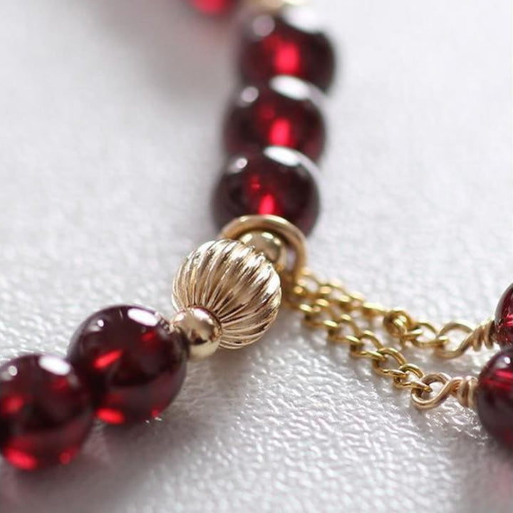 Bracelet Buddha Stones en alliage plaqué or 14 carats et grenat naturel apaisant - image 5