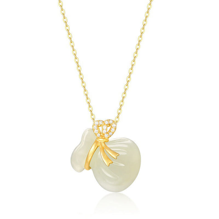 Collier pendentif porte-bonheur en jade blanc naturel Hetian Buddha Stones