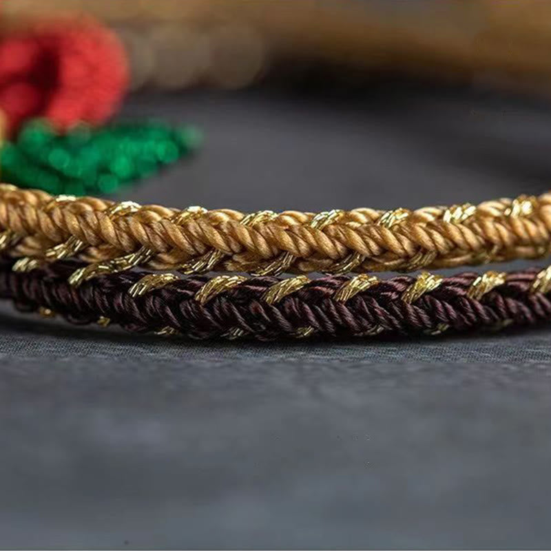 Bracelet fait main en corde de fleur de rose Buddha Stones et huit fils, nœud de paix, porte-bonheur