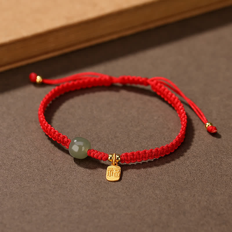 Bracelet en argent sterling 925 Buddha Stones et jade Hetian, bénédiction, richesse, cordon rouge