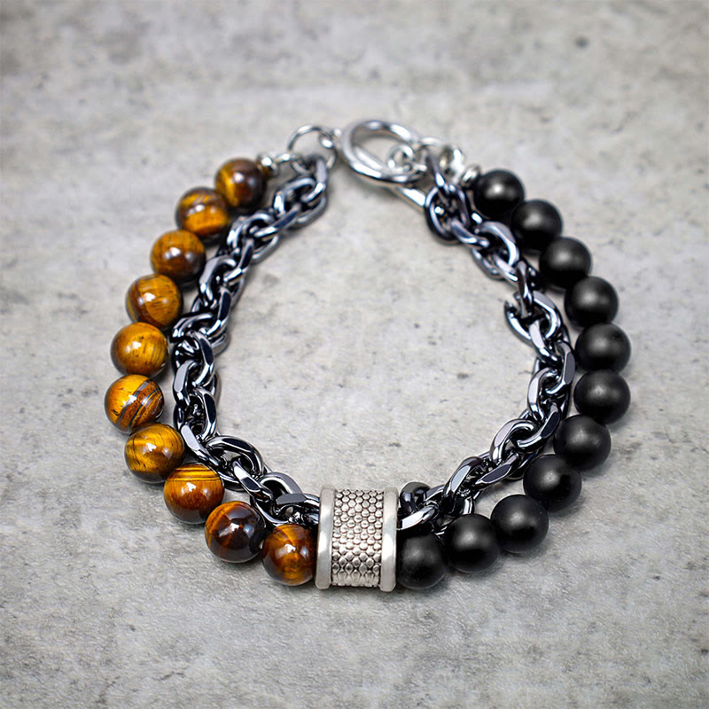 Bracelet de protection en œil de tigre naturel, lazurite et lapis-lazuli de Buddha Stones - image 1