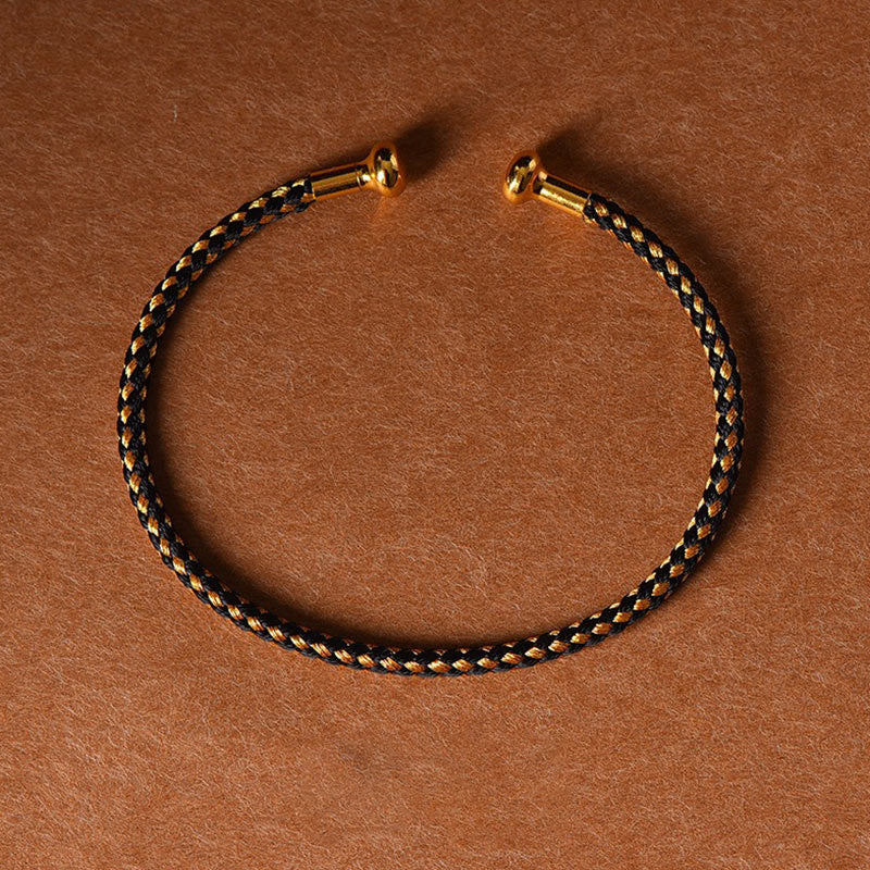 Bracelet manchette tressé fait main avec Buddha Stones au design simple - Or noir - image 23
