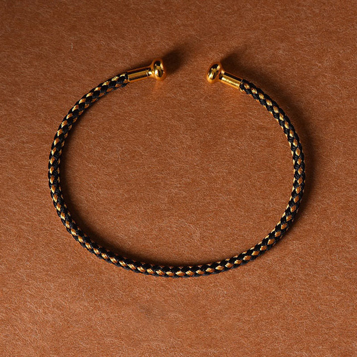 Bracelet manchette tressé fait main avec Buddha Stones au design simple - Or noir - image 23